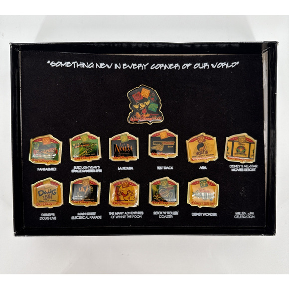 Disney Something New in Every Corner Pin Box Set 12pcs VTG 1999 Missing 1 Pin - Picture 1 of 11